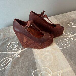Burgundy Wedge Heel